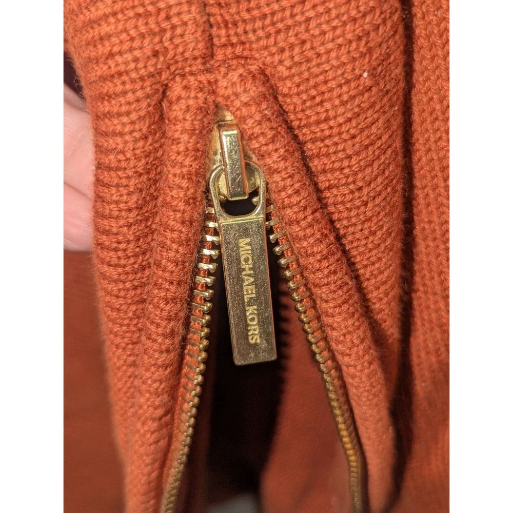 Quiet Luxury Burnt‎ Orange Side Zip Sweater Michael Kors Medium Office Business